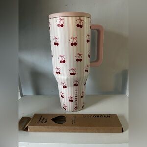 Cherry Patterned 32oz Tumbler with Pink Handle